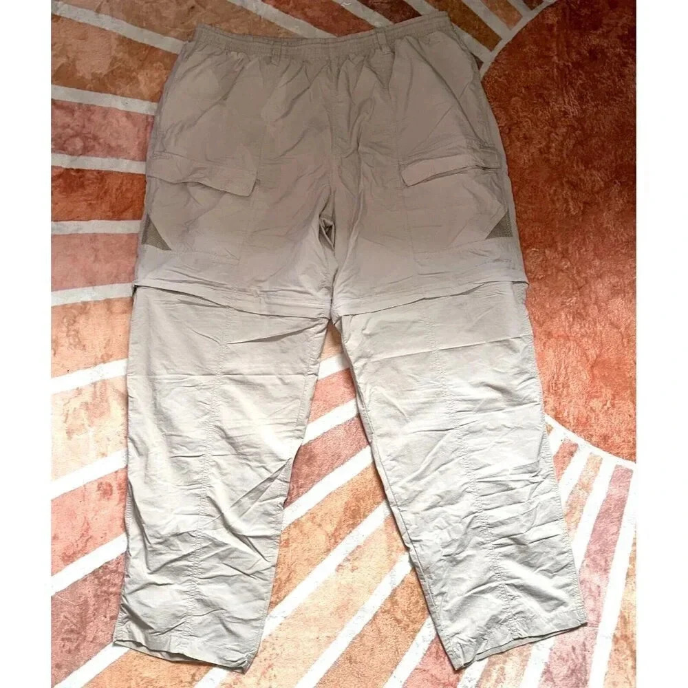 Columbia PFG Men’s Omni-Shade Pull-On Lined Convertible Pants Shorts Tan Sz XL